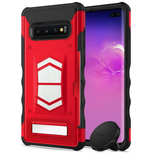ZIZO Electro Series for Samsung Galaxy S10 with Card Slot and Air Vent Magnetic Holder Red Black ZIZO Electro Series for Samsung Galaxy S10 with Card Slot and Air Vent Magnetic Holder Red Black